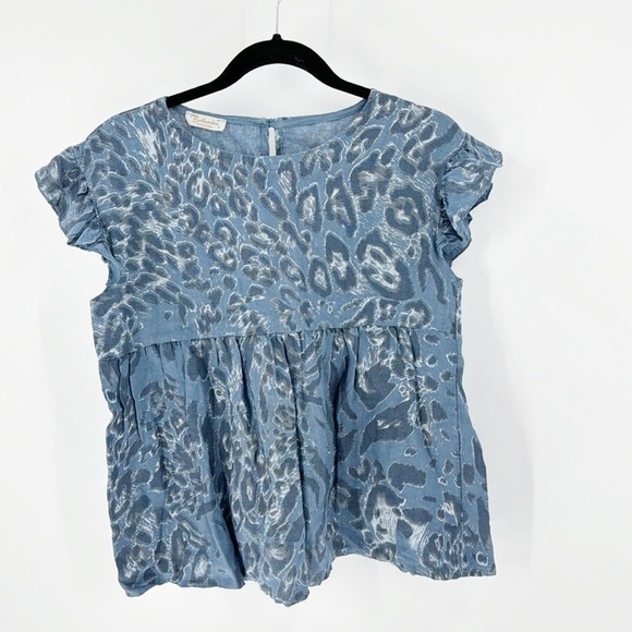 Bellambra Italy Linen Blouse Top Animal Print Leopard summer nautical beach - Picture 1 of 6